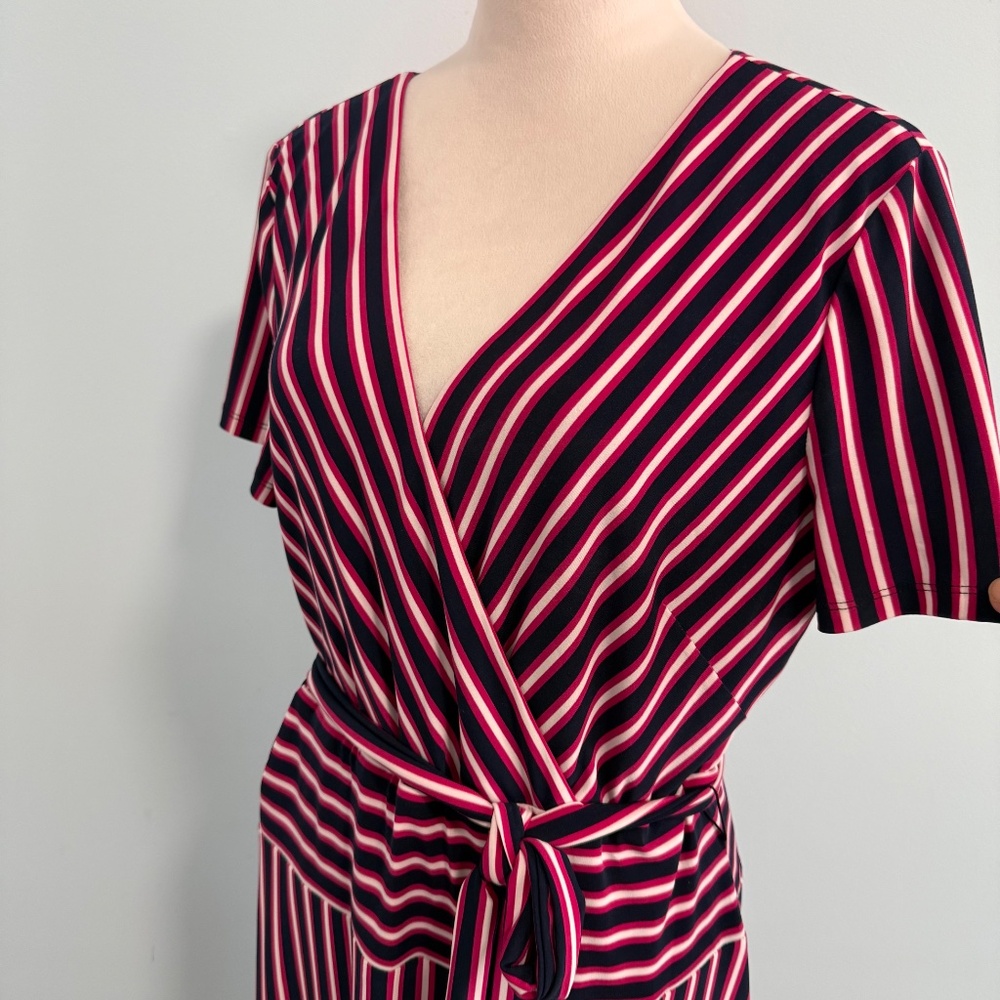 Lauren Ralph Lauren Women’s Multicolored Stripe Flare Short Sleeve Dress Size 16 - Picture 5 of 13
